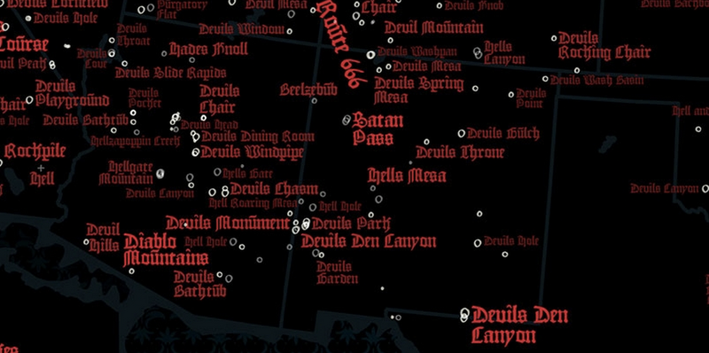 Illustration for article titled Hail Satan: A Map of All the Places Named After the Devil Himself
